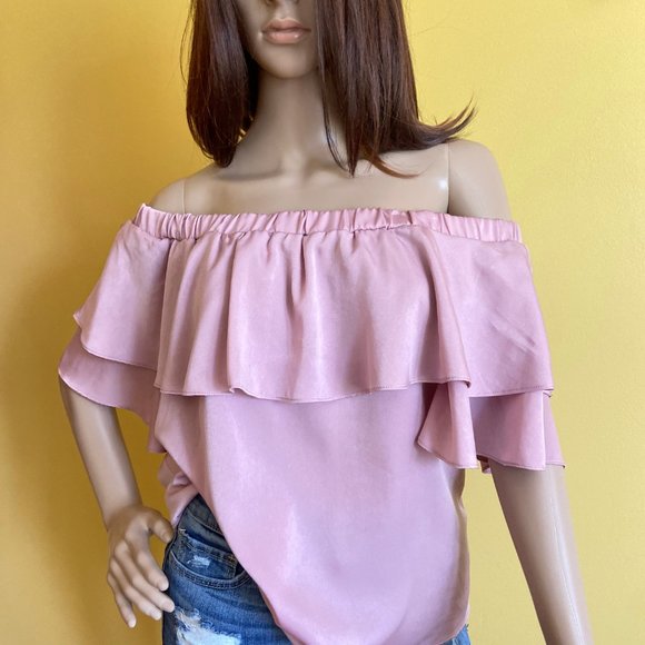 Rose colored off the shoulder top by Miami - Picture 5 of 8